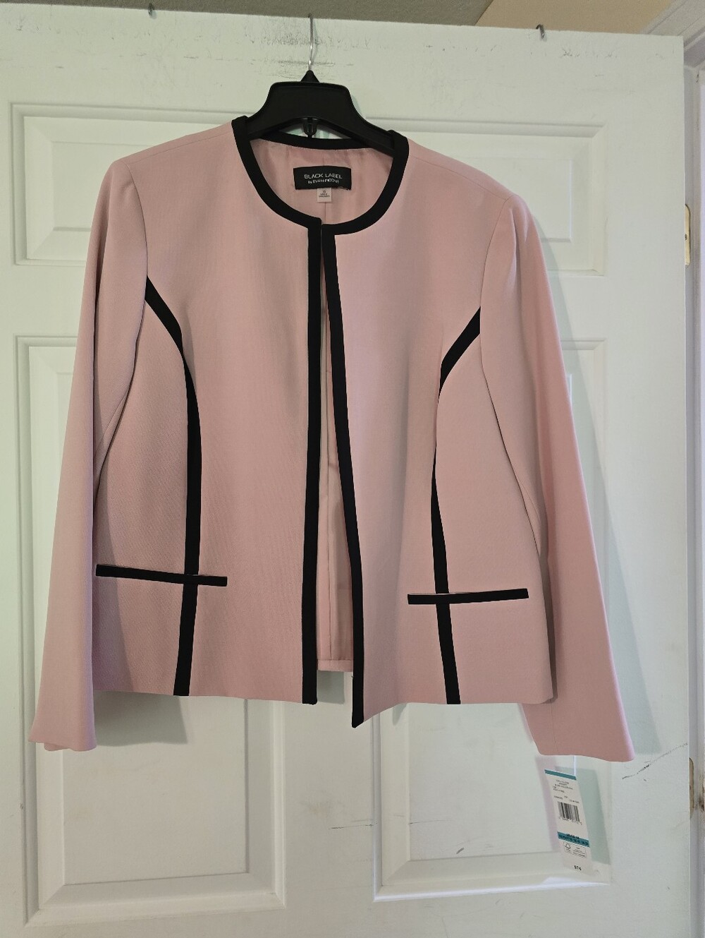 Black Label By Evan Picone Pink With Black Trim Dress Jacket